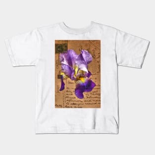 Iris on Vintage Post Card Kids T-Shirt